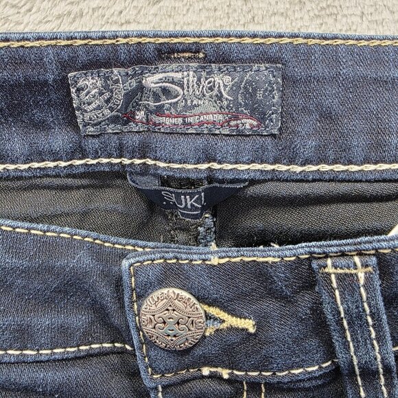 Silver Jeans Co Suki High Capri Jeans Womens W31 L24 Dark Wash Super Stretch - Picture 4 of 11